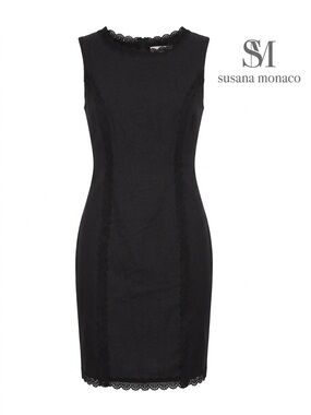 susana monaco womens wool black dress size 6